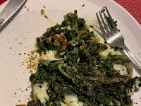 Bacon with greens and spinach