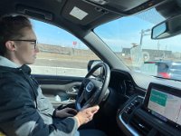 Vivianne behind the wheel of the biggest vehicle she's ever driven!