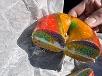 Val and Liam each had chosen Rainbow bagels
