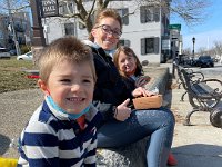 Lunch (in the wind) in front of the Plymouth Town Hall was a better choice than indoor without masks