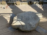 This is the Plymouth Rock. It's not actually documented to have been at this place in 1620 but about 150 years ago, some bright person created a myth about the pilgrims having designated it theirs. Anyway, it has its place