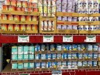 The owners of the AirBnb told us that the grocery store was 25 minutes walk away, failing to tell us about the America's Food Basket only 10 minutes from our place. We were amazed by the interesting product line. Look at all these cans (different brands) of coconut milk!