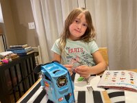 Val absolutely loved this kit she chose in the Aquarium gift shop. She made pets from Filo dough and set them up in a camper van made of the packaging