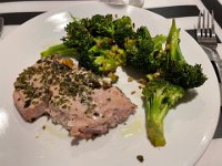 Salmon and broccoli roasted with garlic - a favorite which all the adults can get on board with