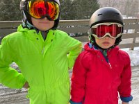 I gave Val my goggles, they suit her well