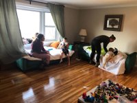 One the third night, the downstairs contingent moved upstairs where it was a bit warner