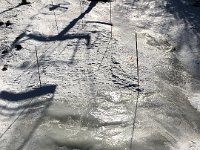 Frozen groundwater on an actual ski trail