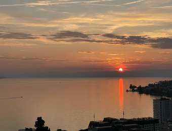 31 August - Ksenia and Parents, Sunset on the Balcony