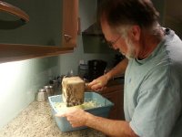20151016 205852  Using the mallet that Christine found at P.-A.&#39;s to smash up the cabbage